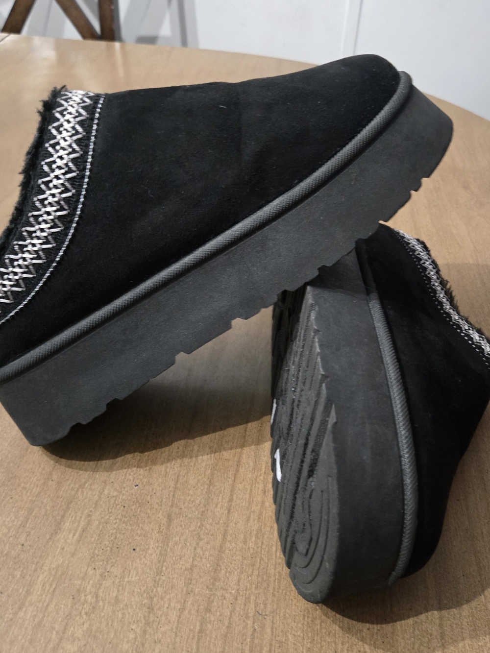 Rouge Helium Black Slip-On Suede Clog with Contrasting Stitch Trim - Picture 5 of 9